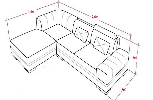 kích thước sofa kiểu L