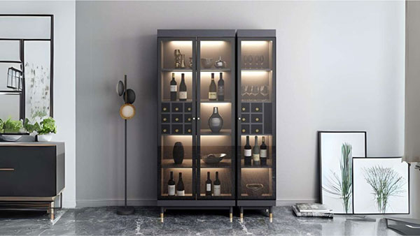 mẫu tủ rượu gỗ da thật