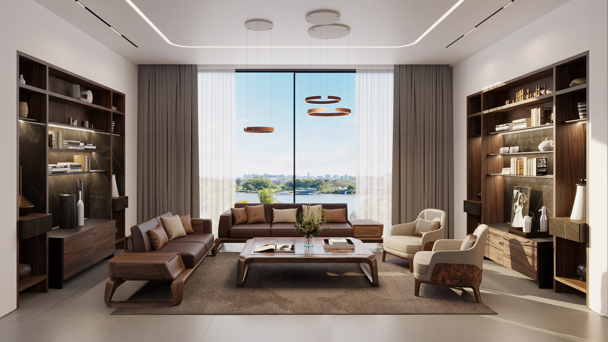 tủ trang tr&iacute; gỗ &oacute;c ch&oacute; ph&ograve;ng kh&aacute;ch