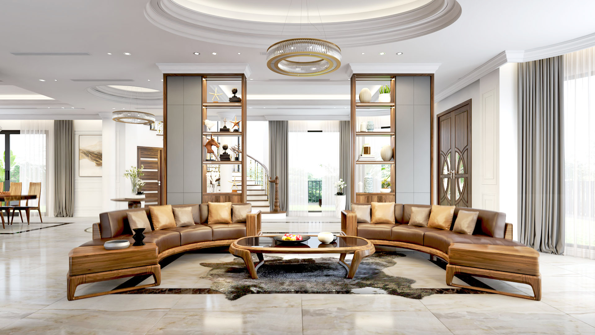 tủ trang tr&iacute; gỗ &oacute;c ch&oacute; ph&ograve;ng kh&aacute;ch