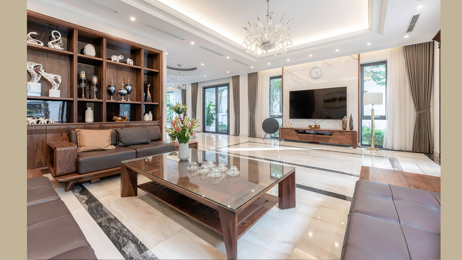 tủ trang tr&iacute; gỗ &oacute;c ch&oacute; ph&ograve;ng kh&aacute;ch