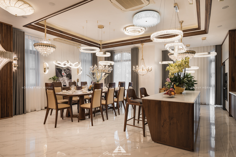 bàn ăn gỗ óc chó 10 ghế