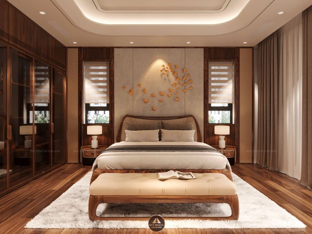 Thiết kế nội thất gỗ óc chó biệt thự cao cấp tại Hà Nam