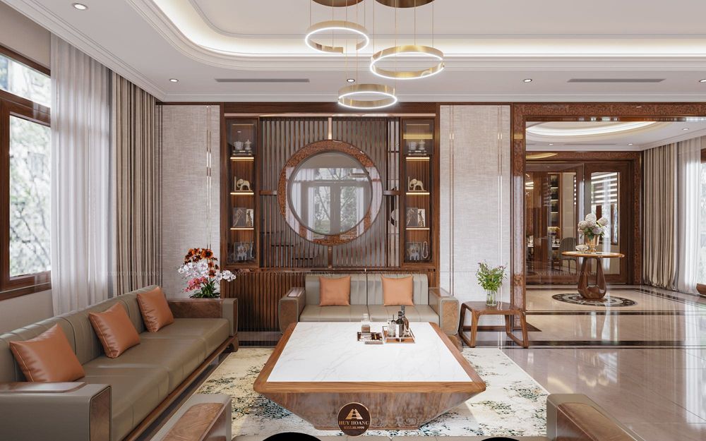 Thiết kế nội thất gỗ óc chó biệt thự cao cấp tại Hà Nam