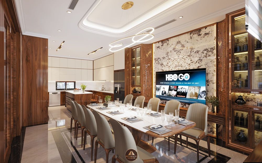 Thiết kế nội thất gỗ óc chó biệt thự cao cấp tại Hà Nam