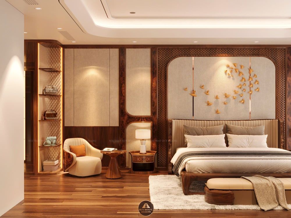 Thiết kế nội thất gỗ óc chó biệt thự cao cấp tại Hà Nam
