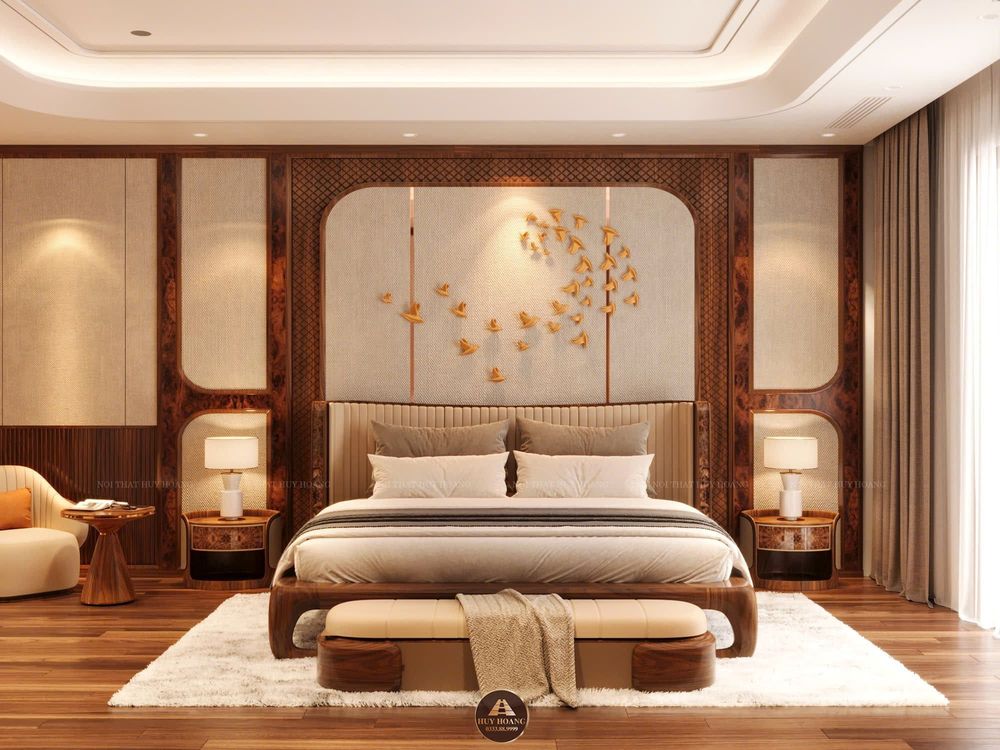 Thiết kế nội thất gỗ óc chó biệt thự cao cấp tại Hà Nam