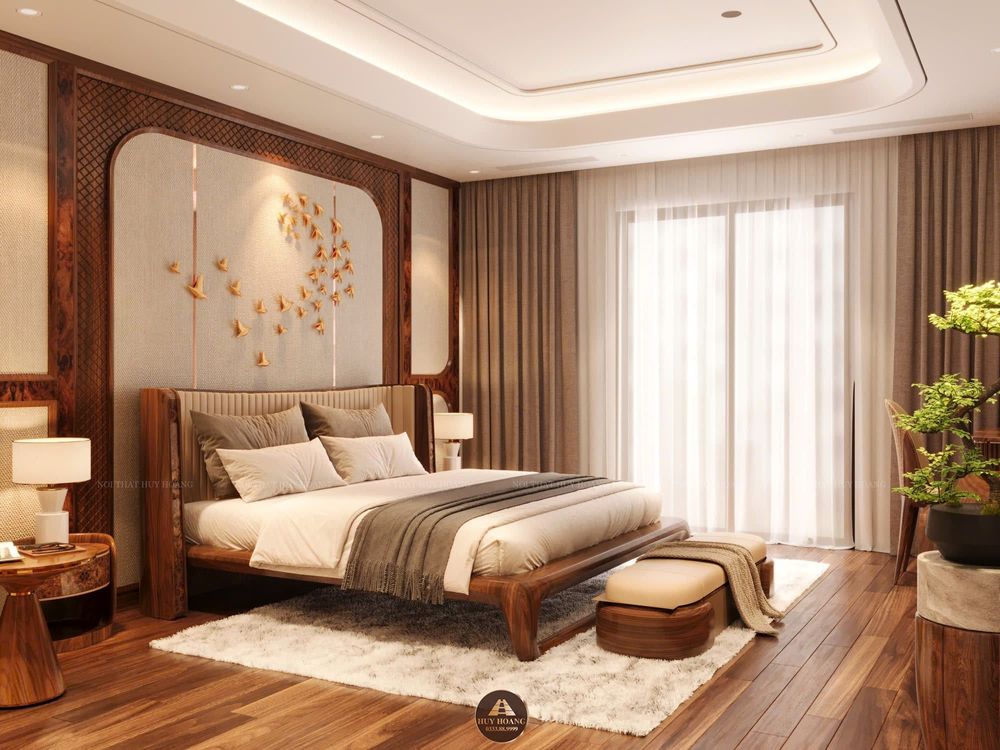 Thiết kế nội thất gỗ óc chó biệt thự cao cấp tại Hà Nam