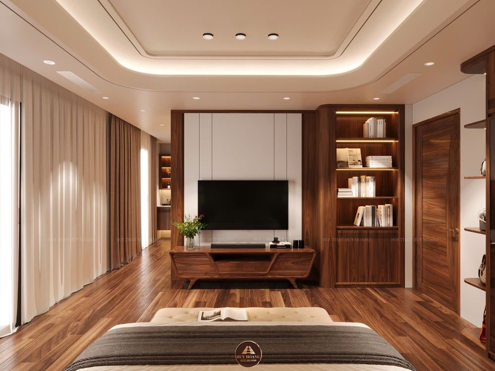 Thiết kế nội thất gỗ óc chó biệt thự cao cấp tại Hà Nam