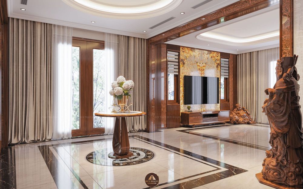 Thiết kế nội thất gỗ óc chó biệt thự cao cấp tại Hà Nam