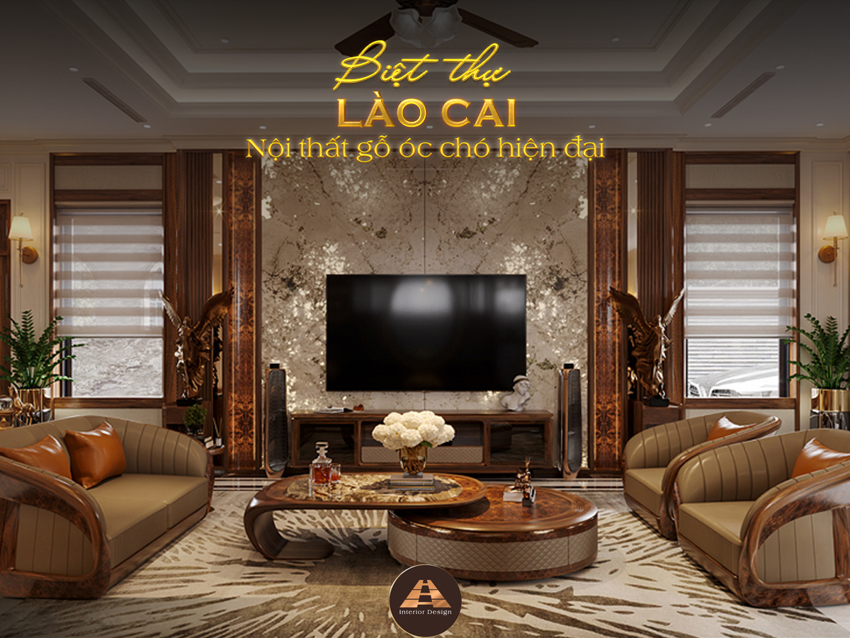 Chiêm ngưỡng thiết kế nội thất gỗ óc chó biệt thự Lào Cai