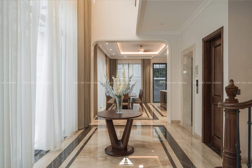 Thiết kế nội thất gỗ óc chó biệt thự Nguyệt Quế Vinhomes Riverside The Harmony