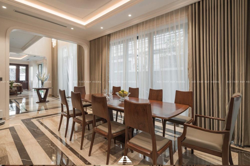 Thiết kế nội thất gỗ óc chó biệt thự Nguyệt Quế Vinhomes Riverside The Harmony