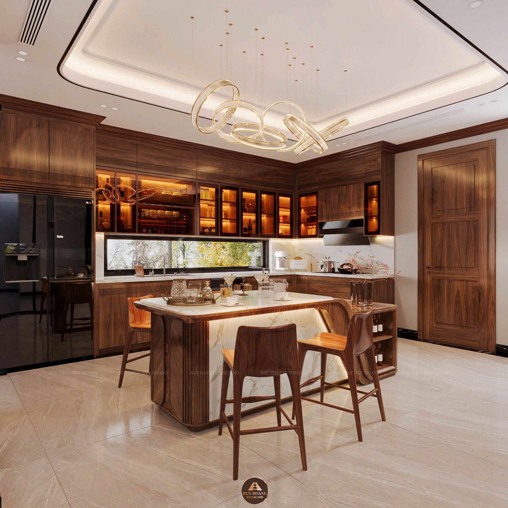 Thiết kế và thi công nội thất gỗ óc chó biệt thự Thanh Hóa