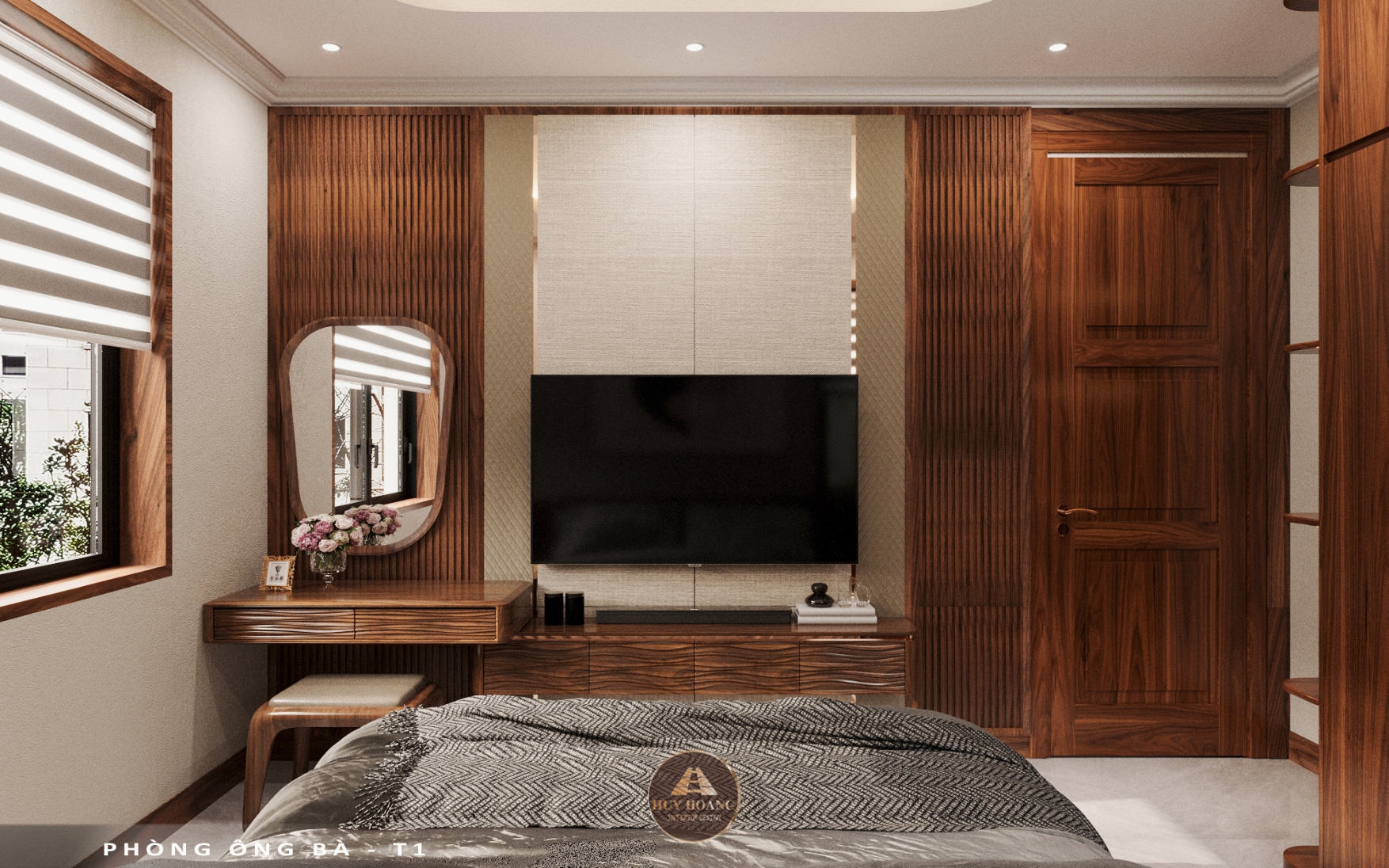 Thiết kế và thi công nội thất gỗ óc chó biệt thự Thanh Hóa