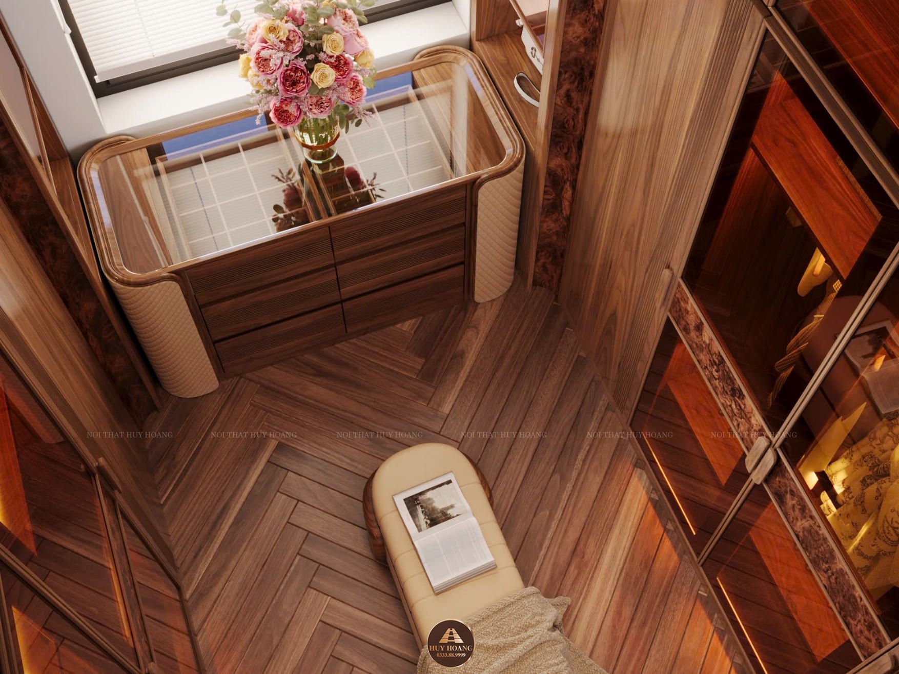 Thiết kế và thi công nội thất gỗ óc chó biệt thự Thanh Hóa