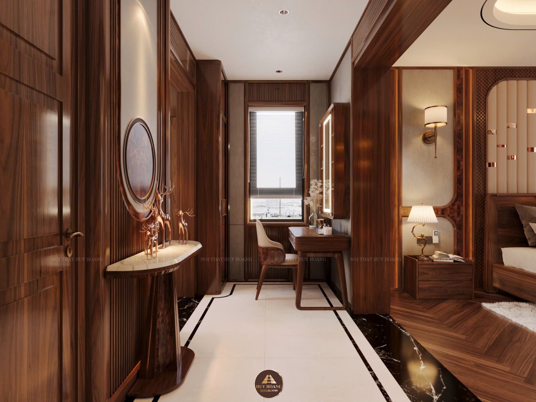 Thiết kế và thi công nội thất gỗ óc chó biệt thự Thanh Hóa