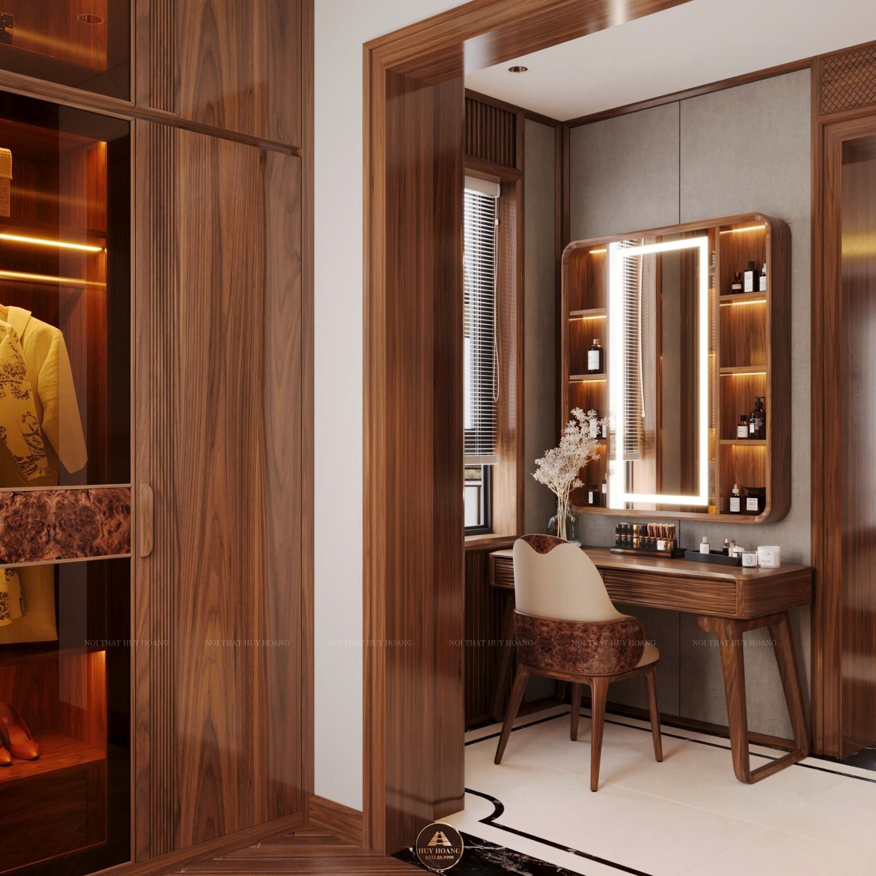 Thiết kế và thi công nội thất gỗ óc chó biệt thự Thanh Hóa