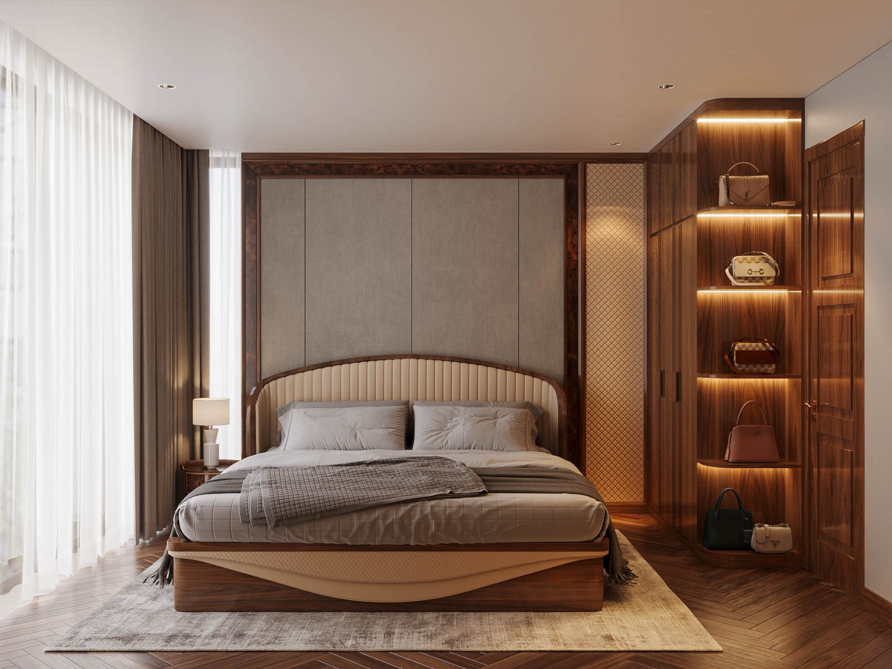 Thiết kế và thi công nội thất gỗ óc chó biệt thự Thanh Hóa