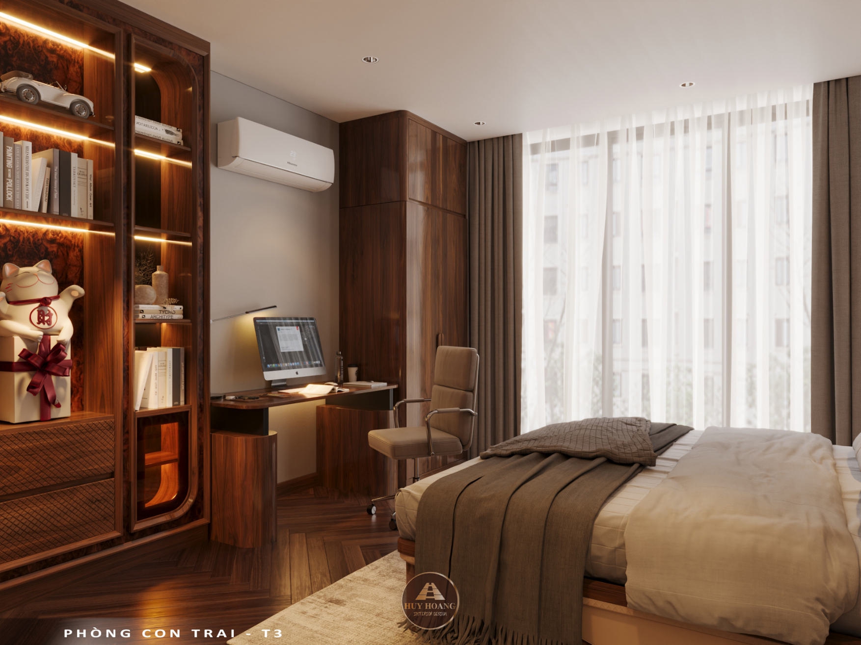 Thiết kế và thi công nội thất gỗ óc chó biệt thự Thanh Hóa