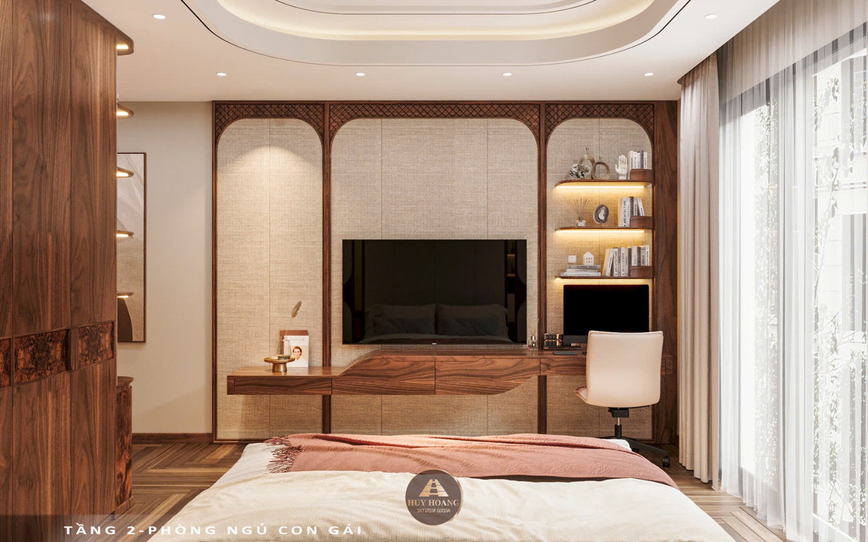 Thiết kế và thi công nội thất gỗ óc chó biệt thự Thanh Hóa