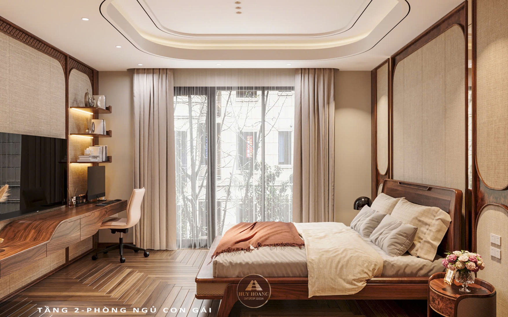 Thiết kế và thi công nội thất gỗ óc chó biệt thự Thanh Hóa