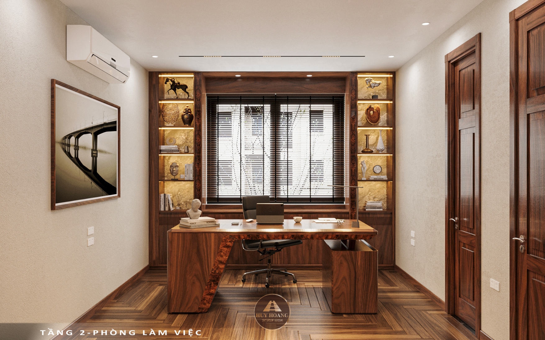Thiết kế và thi công nội thất gỗ óc chó biệt thự Thanh Hóa