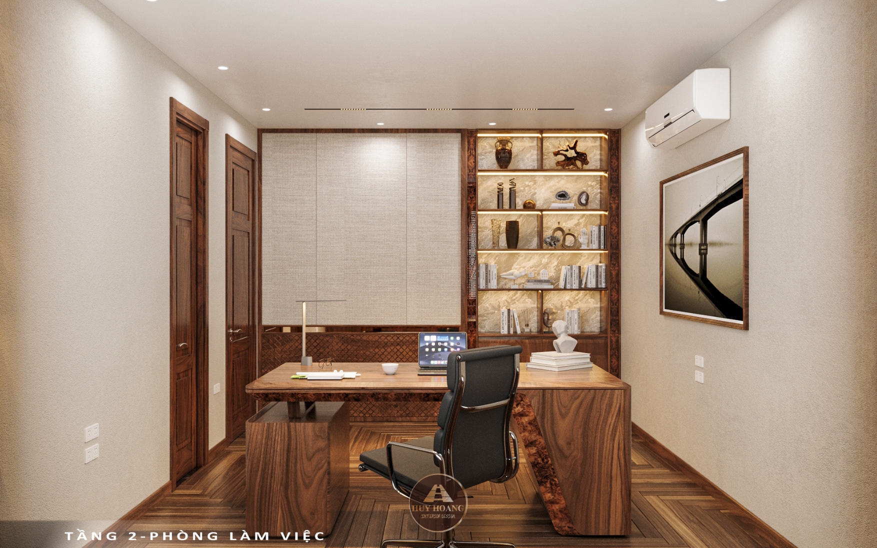 Thiết kế và thi công nội thất gỗ óc chó biệt thự Thanh Hóa
