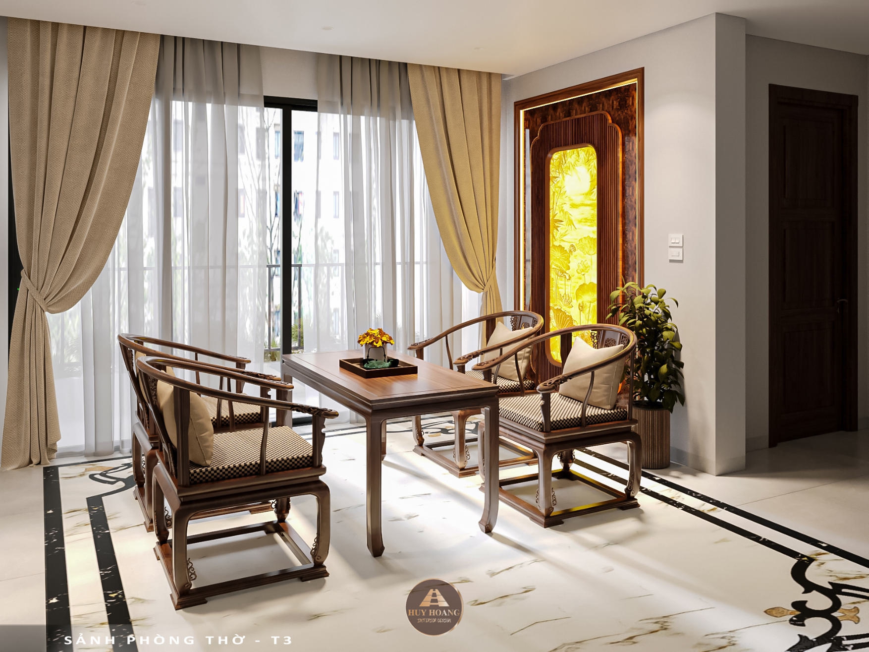 Thiết kế và thi công nội thất gỗ óc chó biệt thự Thanh Hóa