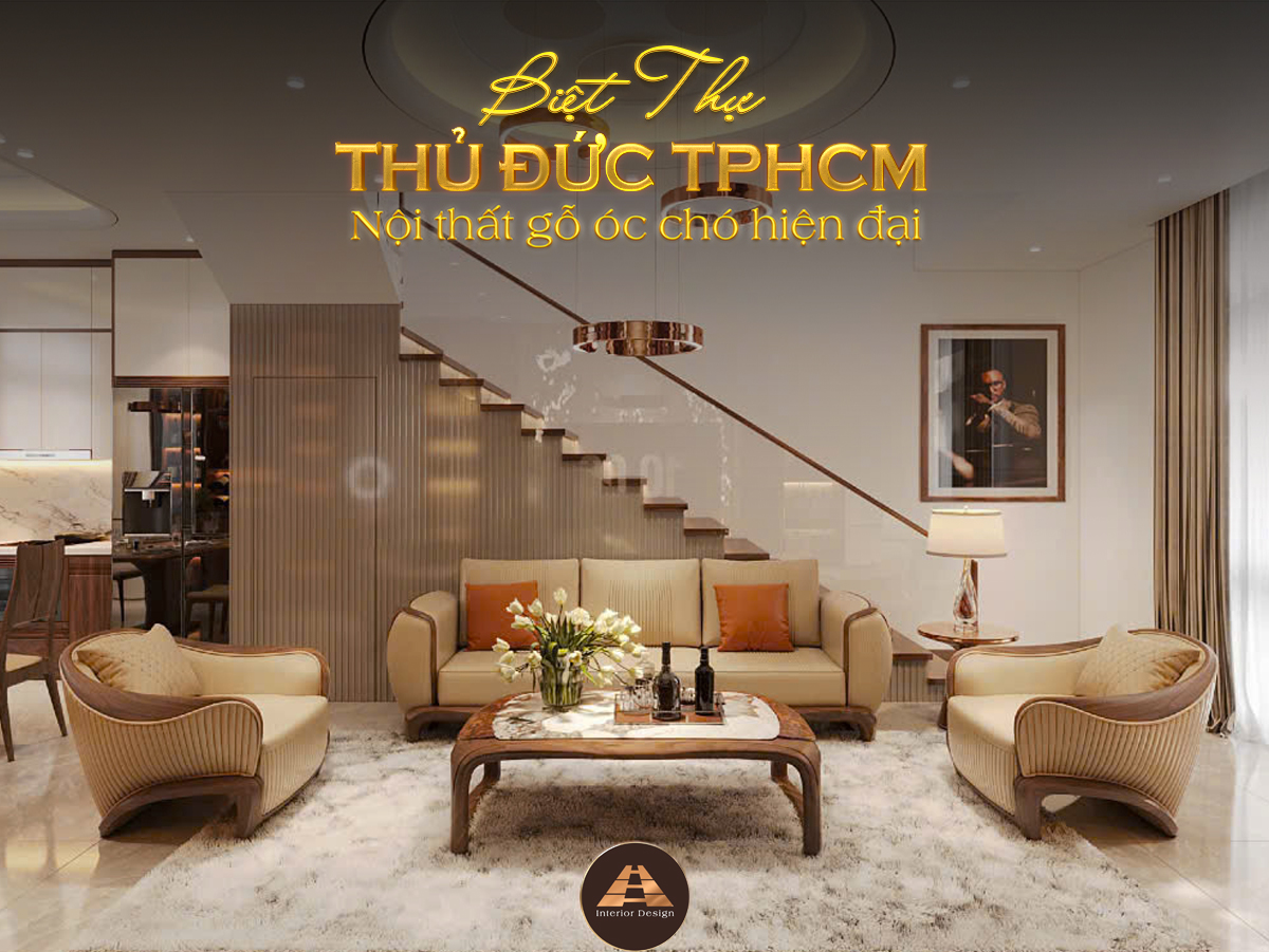 Thiết kế nội thất gỗ óc chó biệt thự Thủ Đức