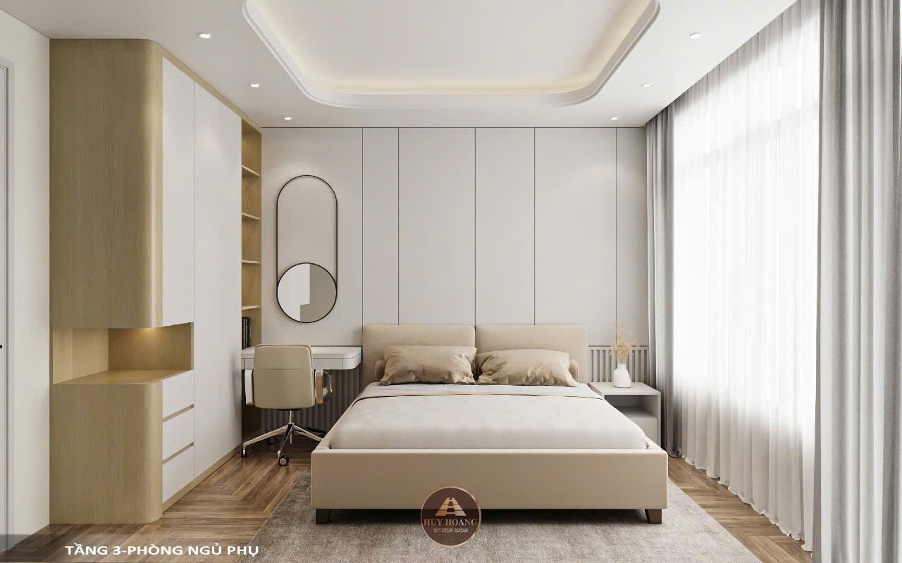 Thiết kế nội thất gỗ óc chó biệt thự Thủ Đức