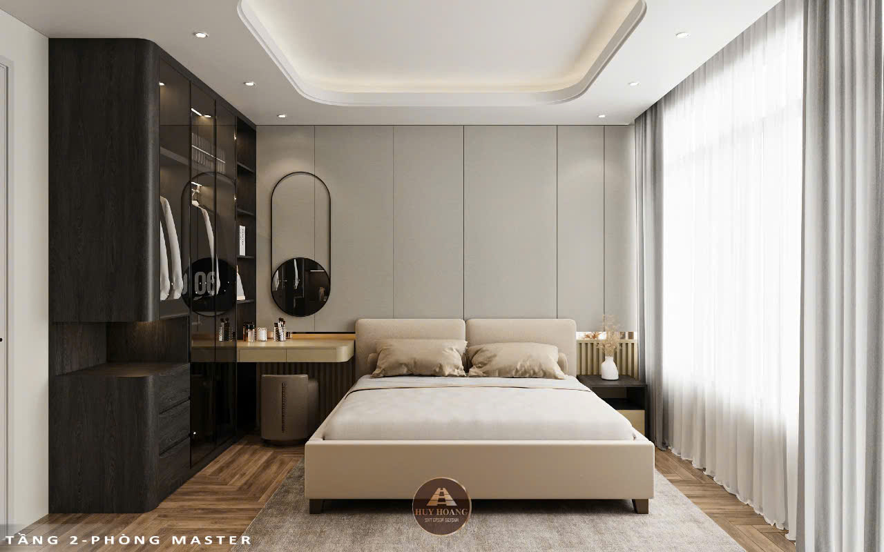 Thiết kế nội thất gỗ óc chó biệt thự Thủ Đức