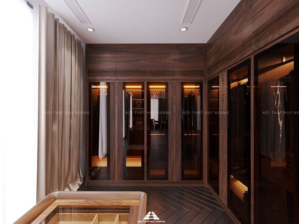 Thiết kế nội thất biệt thự gỗ óc chó tại Vĩnh Phúc 380m2