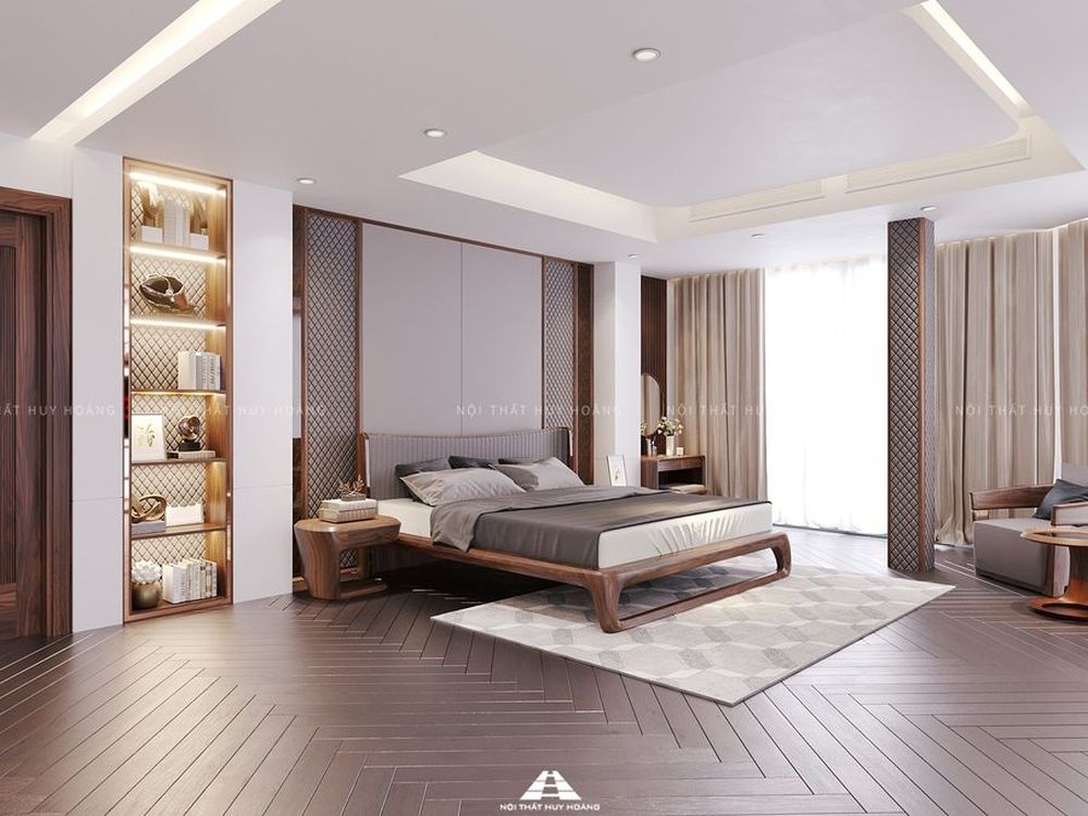 Thiết kế nội thất biệt thự gỗ óc chó tại Vĩnh Phúc 380m2