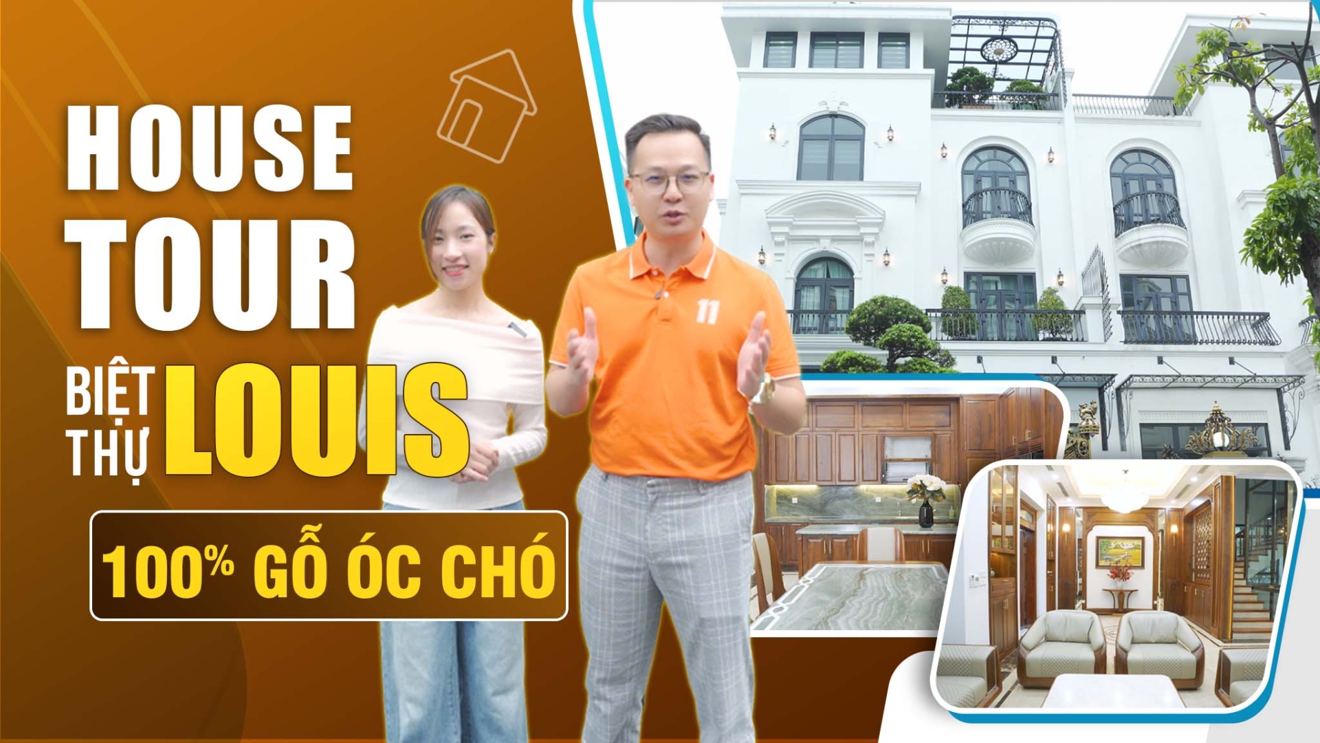 Reivew biệt thự Louis Hoàng Mai full nội thất gỗ óc chó