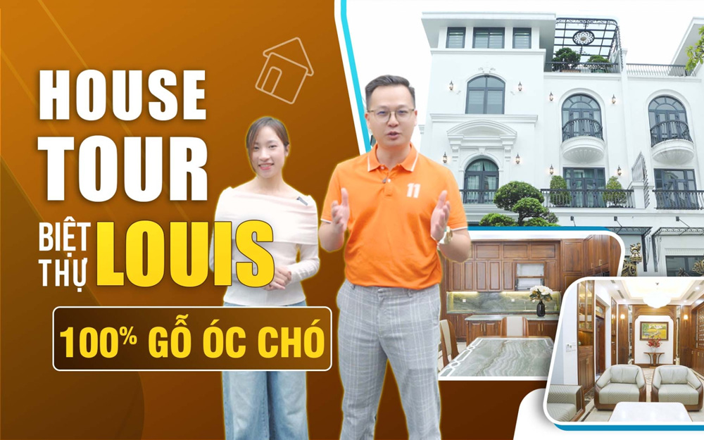Reivew biệt thự Louis Hoàng Mai full nội thất gỗ óc chó