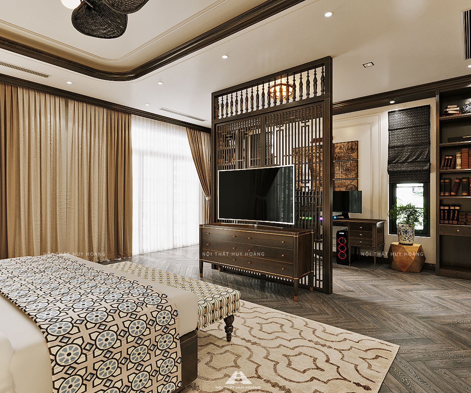 Thiết kế nội thất nhà phố phong cách indochine tại Gia Lâm, Hà Nội