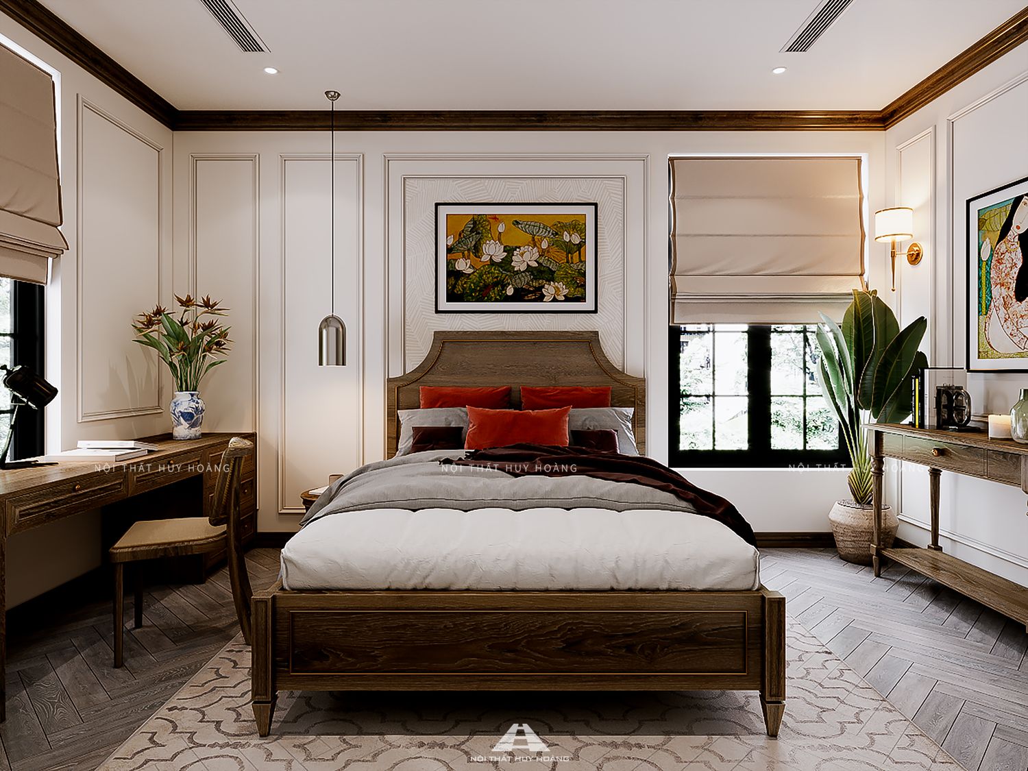 Thiết kế nội thất nhà phố phong cách indochine tại Gia Lâm, Hà Nội