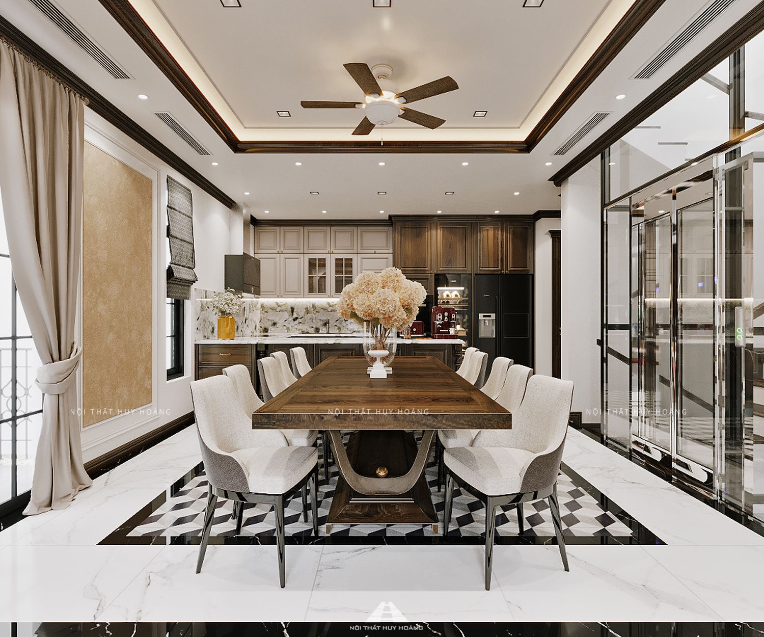 Thiết kế nội thất nhà phố phong cách indochine tại Gia Lâm, Hà Nội