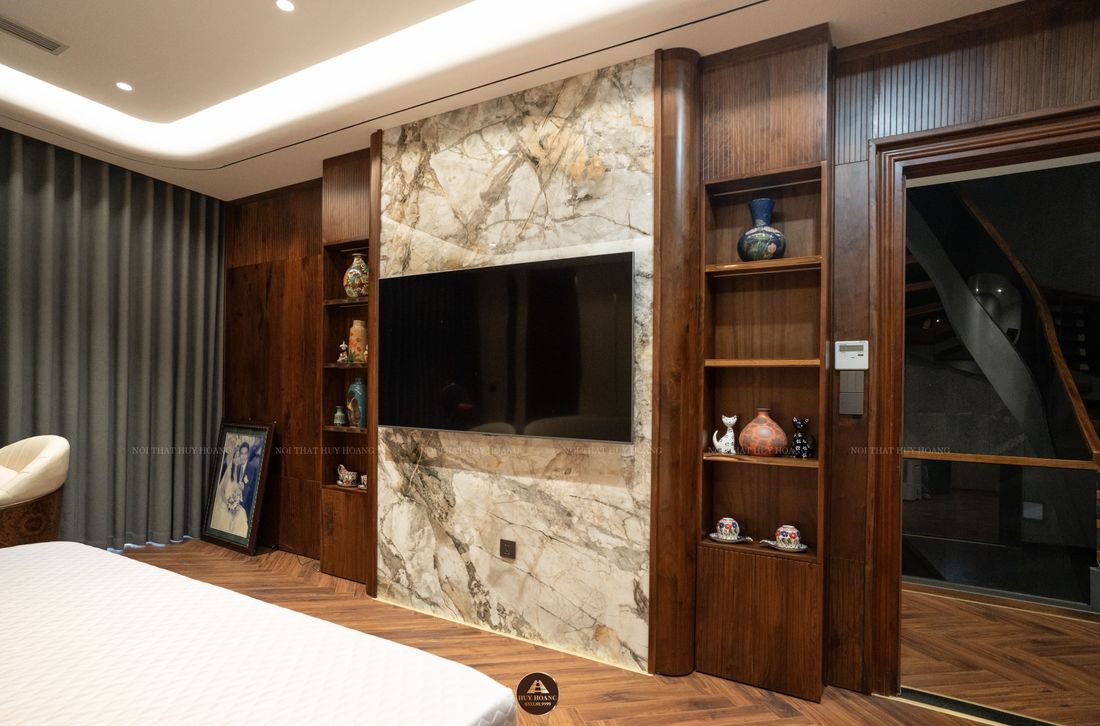 THIẾT KẾ NỘI THẤT GỖ ÓC CHÓ VILLA MỸ ĐÌNH