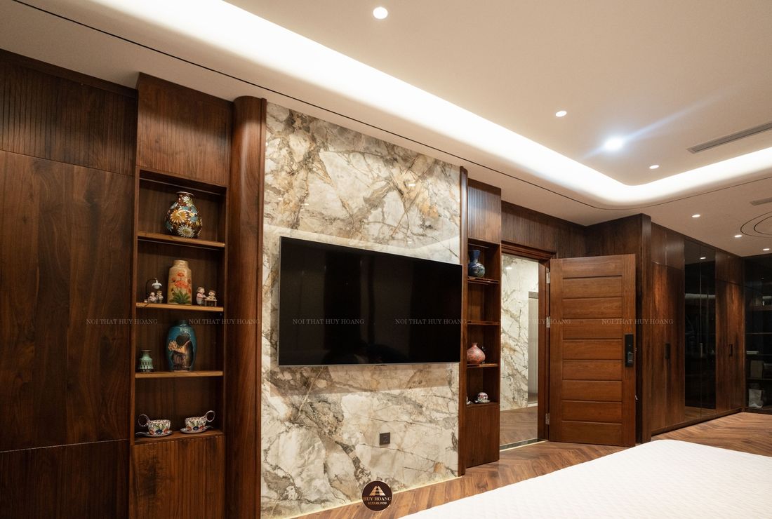 THIẾT KẾ NỘI THẤT GỖ ÓC CHÓ VILLA MỸ ĐÌNH