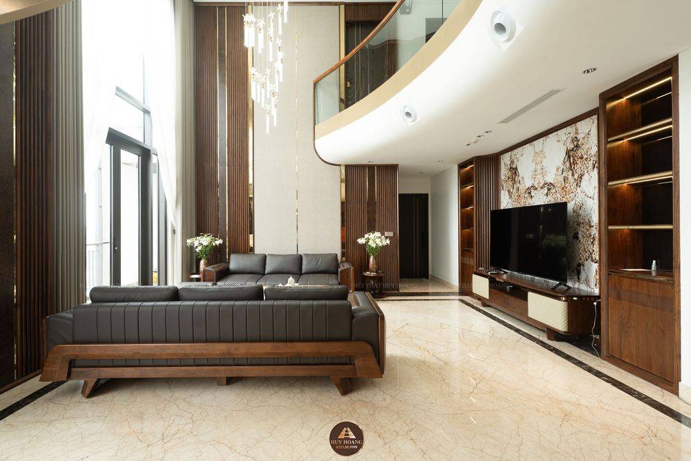 THIẾT KẾ NỘI THẤT GỖ ÓC CHÓ VILLA ĐÔNG ANH