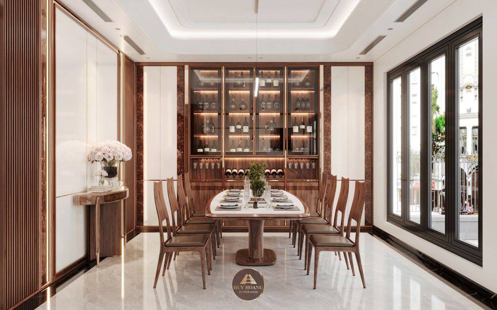 Dự án thiết kế và thi công nội thất gỗ óc chó villa Hải Phòng
