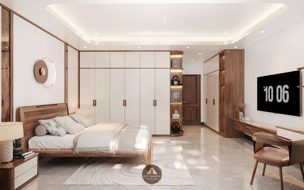 Dự án thiết kế và thi công nội thất gỗ óc chó villa Hải Phòng