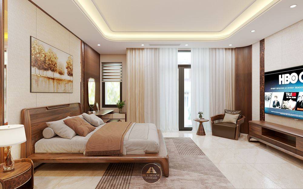 Dự án thiết kế và thi công nội thất gỗ óc chó villa Hải Phòng