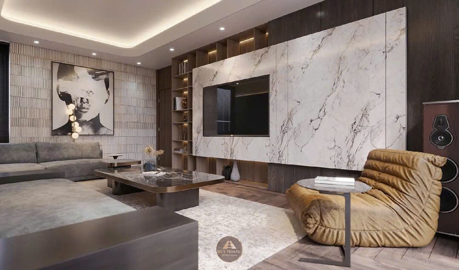 THIẾT KẾ NỘI THẤT GỖ ÓC CHÓ VILLA MIÊU NHA