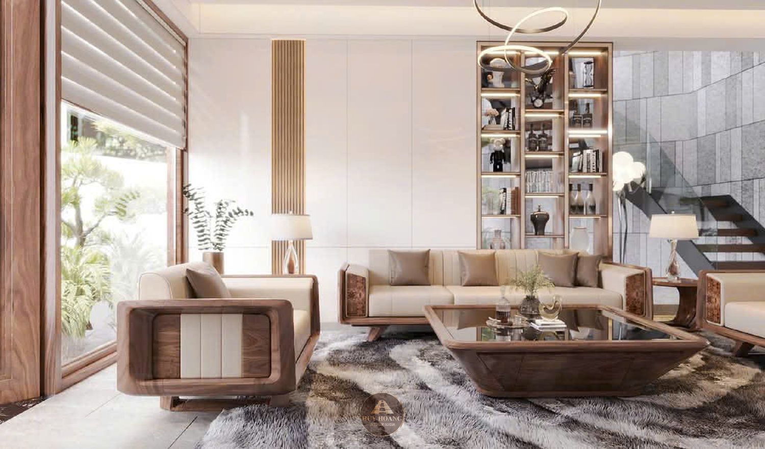 THIẾT KẾ NỘI THẤT GỖ ÓC CHÓ VILLA MIÊU NHA