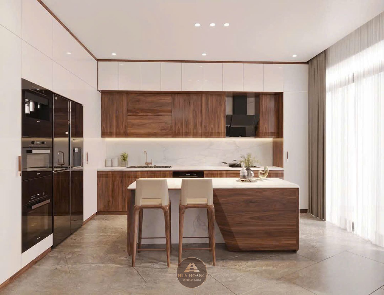 THIẾT KẾ NỘI THẤT GỖ ÓC CHÓ VILLA MIÊU NHA