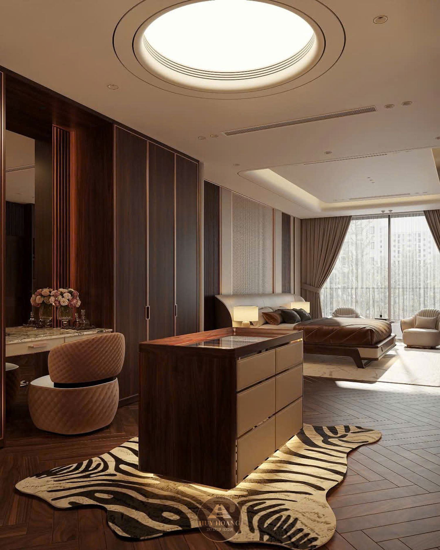 THIẾT KẾ NỘI THẤT GỖ ÓC CHÓ VILLA MIÊU NHA