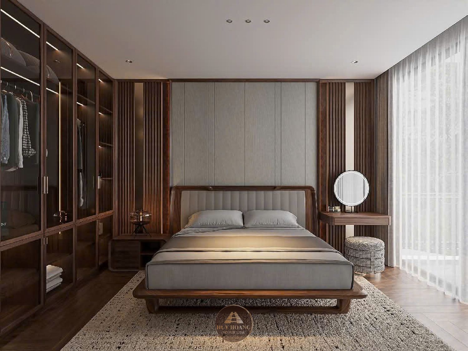 THIẾT KẾ NỘI THẤT GỖ ÓC CHÓ VILLA MIÊU NHA